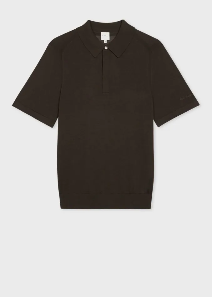 Mens Paul Smith Polo Shirts Dark Green Merino Wool Polo Shirt Mens Paul Smith Polo Shirts Dark Green Merino Wool Polo Shirt