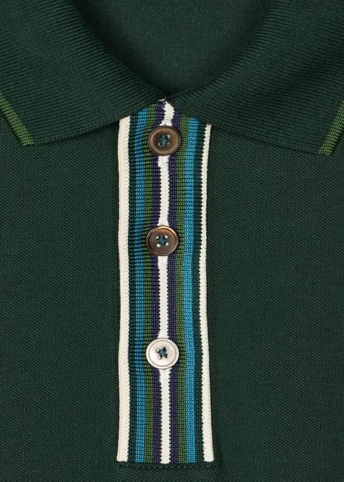 Mens Paul Smith Polo Shirts Dark Green Polo Shirt With Stripe Tipping Mens Paul Smith Polo Shirts Dark Green Polo Shirt With Stripe Tipping