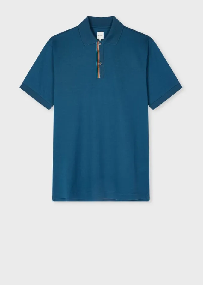 Mens Paul Smith Polo Shirts Petrol Blue 039Signature Stripe039 Trim Polo Shirt Mens Paul Smith Polo Shirts Petrol Blue 039Signature Stripe039 Trim Polo Shirt