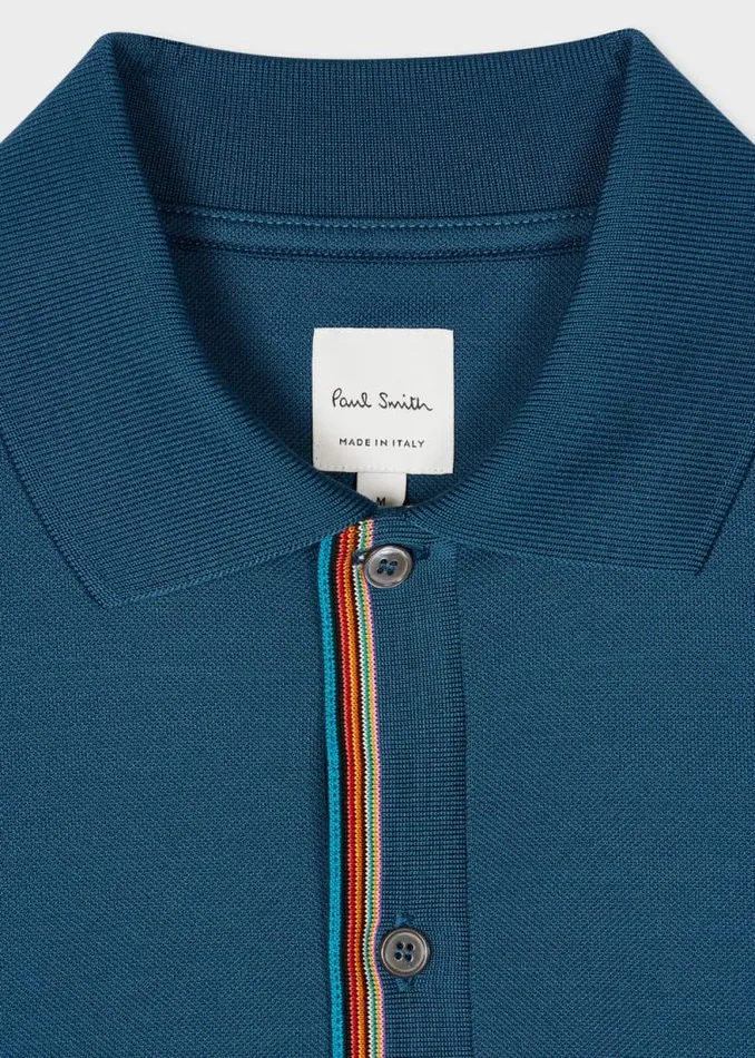 Mens Paul Smith Polo Shirts Petrol Blue 039Signature Stripe039 Trim Polo Shirt Mens Paul Smith Polo Shirts Petrol Blue 039Signature Stripe039 Trim Polo Shirt