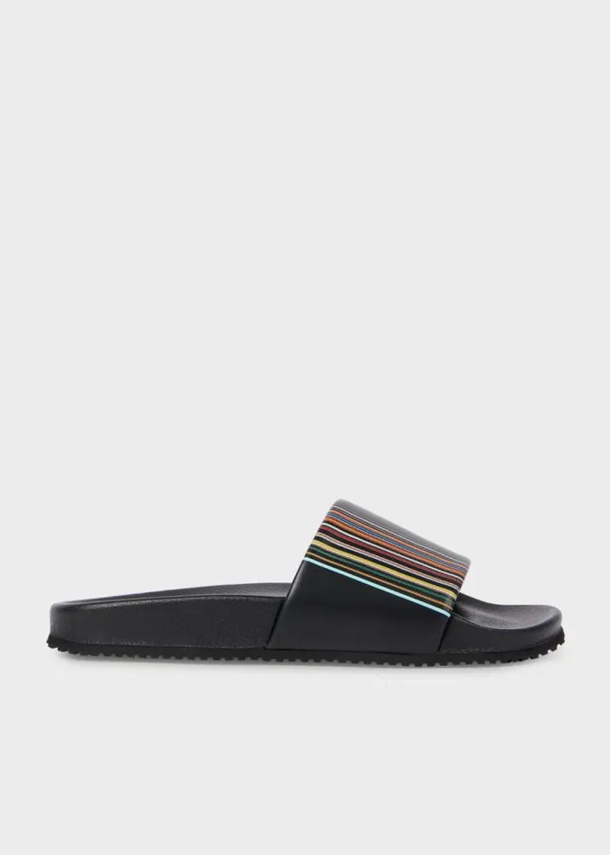 Mens Paul Smith Sandals Black 039Signature Stripe039 Detail 039Dru039 Slides
