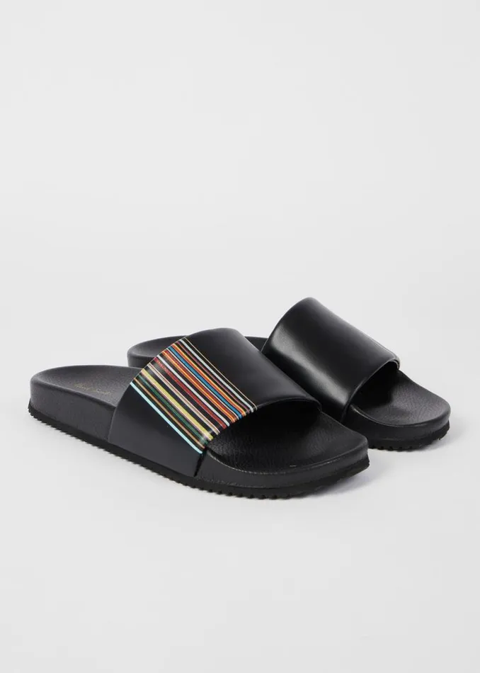 Mens Paul Smith Sandals Black 039Signature Stripe039 Detail 039Dru039 Slides Mens Paul Smith Sandals Black 039Signature Stripe039 Detail 039Dru039 Slides
