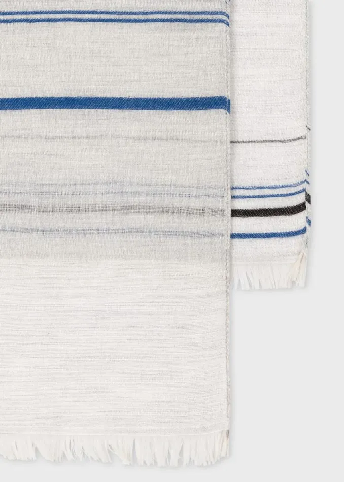 Mens Paul Smith Scarves Grey CottonBlend Thin Stripe Scarf Mens Paul Smith Scarves Grey CottonBlend Thin Stripe Scarf
