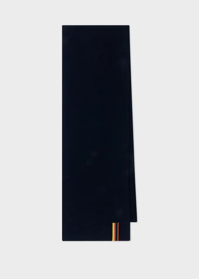 Mens Paul Smith Scarves Navy Merino Wool 039Artist Stripe039 Scarf
