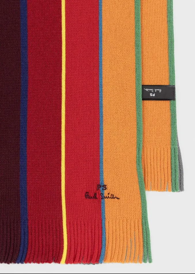 Mens Paul Smith Scarves Red Ombre Stripe Merino Wool Scarf Mens Paul Smith Scarves Red Ombre Stripe Merino Wool Scarf