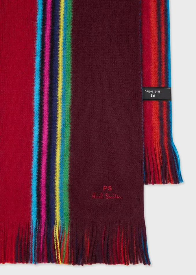 Mens Paul Smith Scarves Red Reversible 039Sports Stripe039 Scarf Mens Paul Smith Scarves Red Reversible 039Sports Stripe039 Scarf