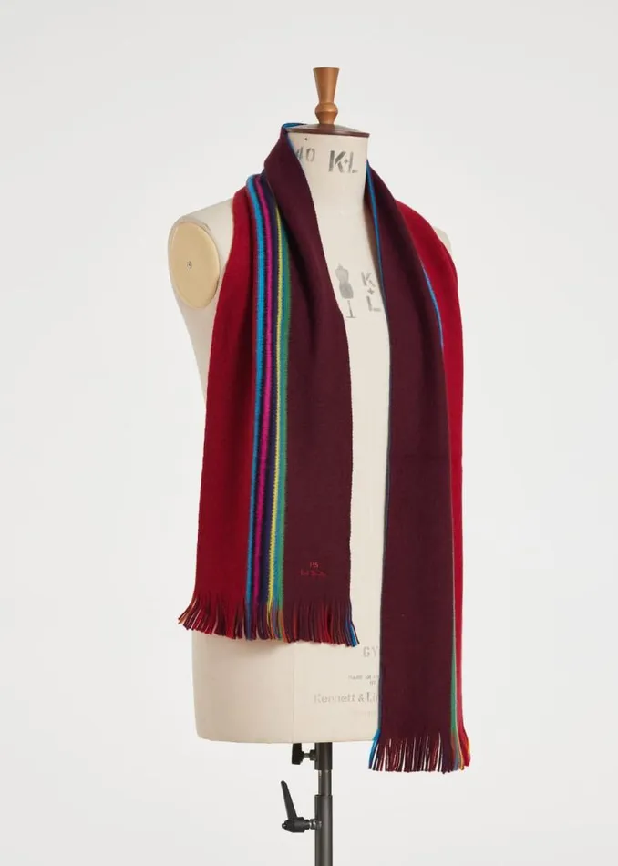 Mens Paul Smith Scarves Red Reversible 039Sports Stripe039 Scarf Mens Paul Smith Scarves Red Reversible 039Sports Stripe039 Scarf