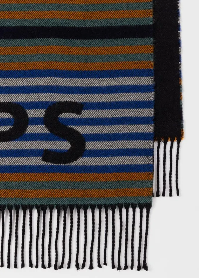 Mens Paul Smith Scarves Wool And CottonBlend Stripe Scarf Mens Paul Smith Scarves Wool And CottonBlend Stripe Scarf
