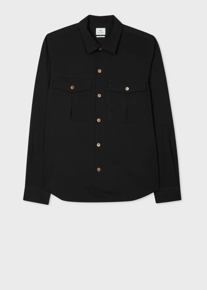 Mens Paul Smith Shirts Black DoublePocket Utility Shirt Mens Paul Smith Shirts Black DoublePocket Utility Shirt