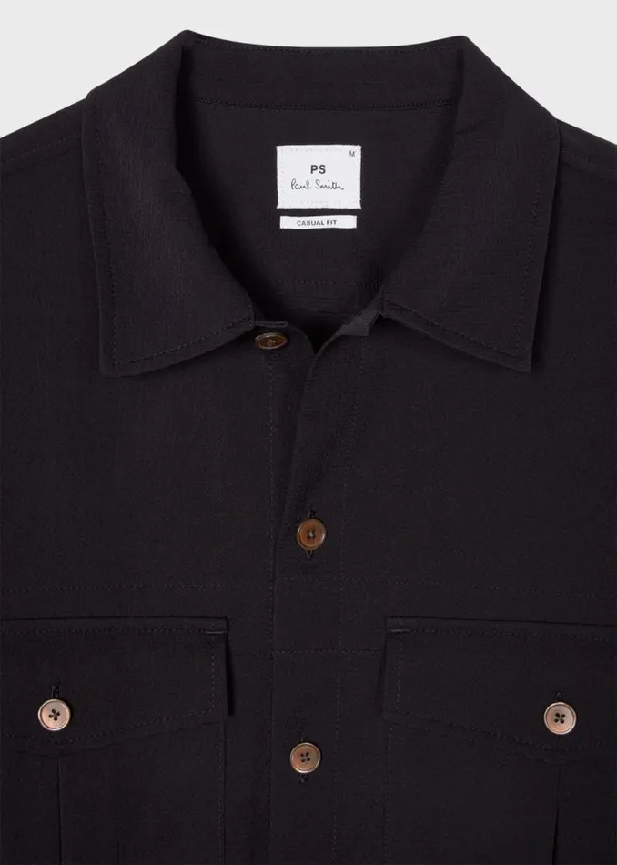 Mens Paul Smith Shirts Black DoublePocket Utility Shirt Mens Paul Smith Shirts Black DoublePocket Utility Shirt