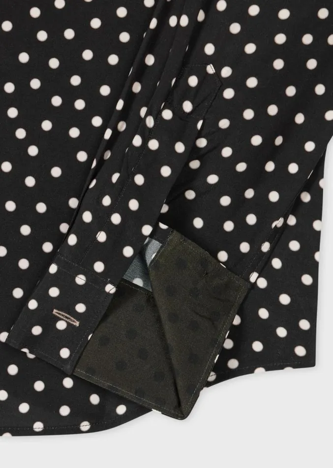 Mens Paul Smith Shirts Black Viscose 039Blur Polka039 Print Shirt