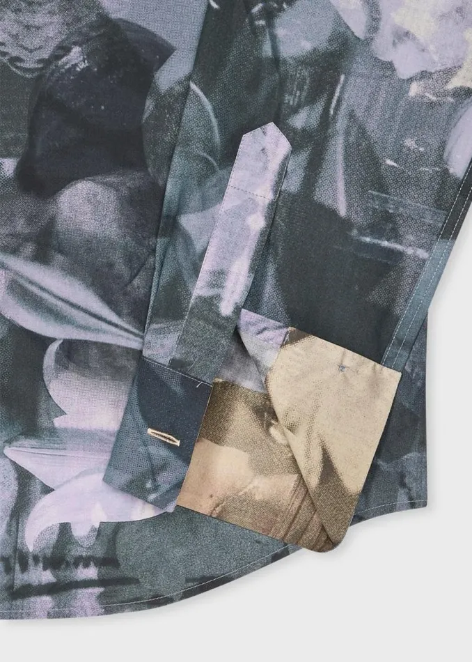 Mens Paul Smith Shirts Blue Photo Print Cotton Shirt Mens Paul Smith Shirts Blue Photo Print Cotton Shirt