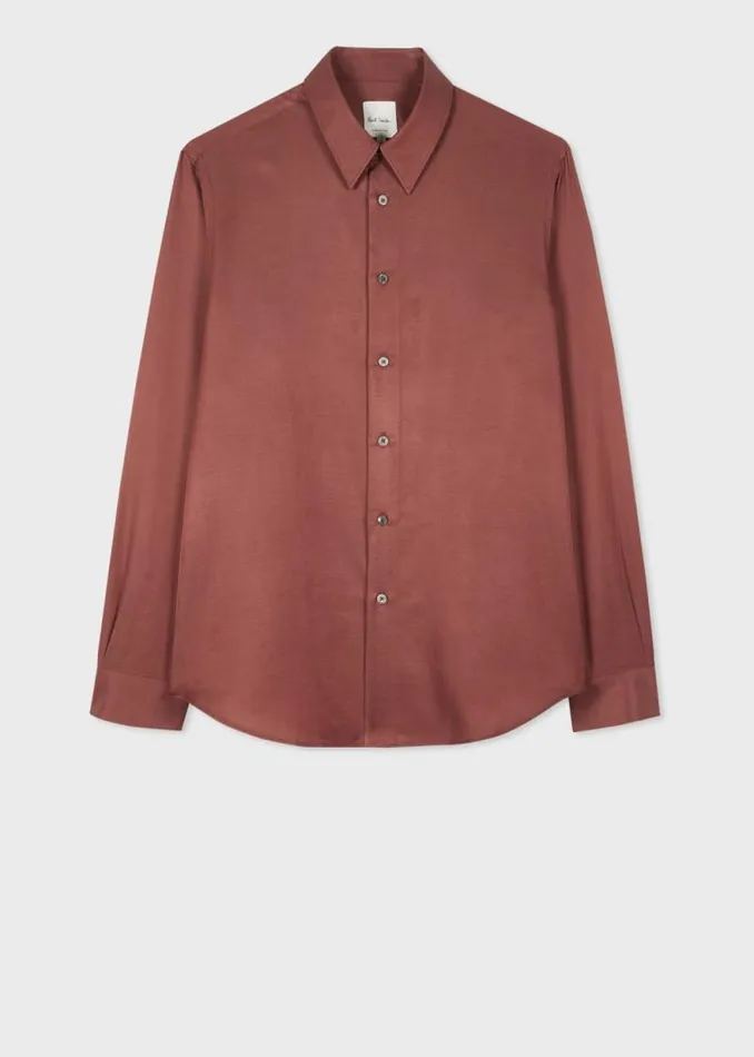 Mens Paul Smith Shirts Brown CottonViscose Blend Long Sleeve Shirt Mens Paul Smith Shirts Brown CottonViscose Blend Long Sleeve Shirt