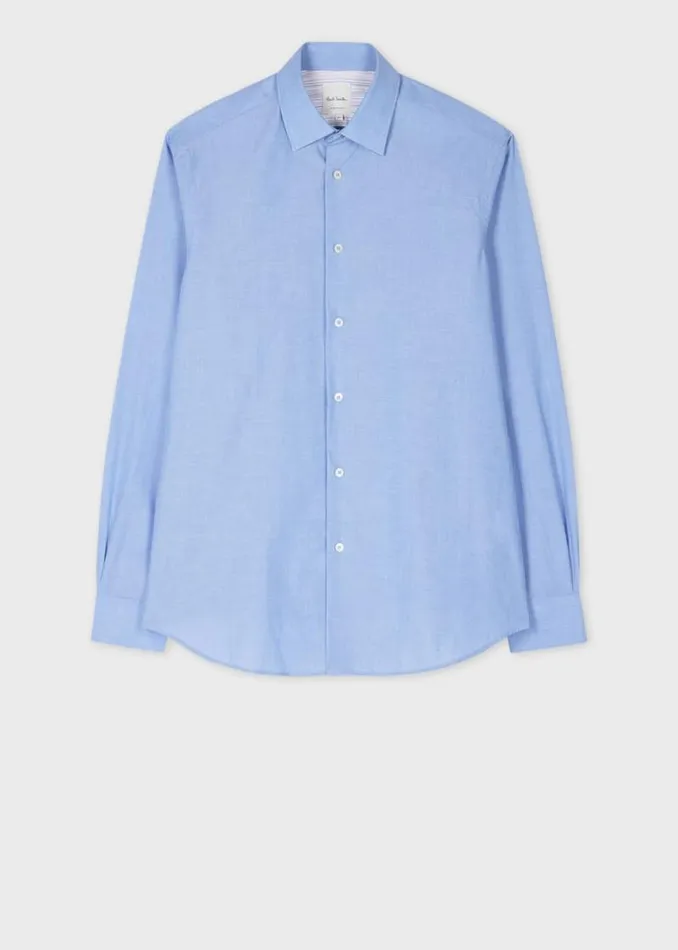 Mens Paul Smith Shirts Cornflower Blue TailoredFit Pale Blue Cotton Shirt
