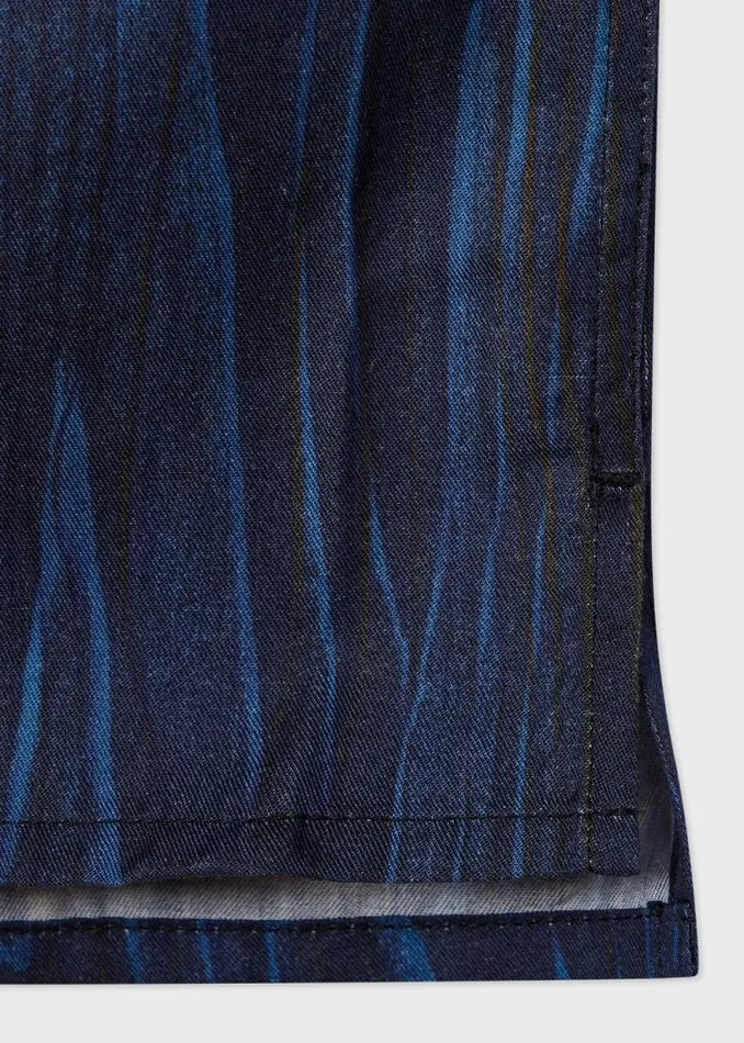 Mens Paul Smith Shirts Dark Navy 039Woodgrain039 LyocellCotton Shirt Mens Paul Smith Shirts Dark Navy 039Woodgrain039 LyocellCotton Shirt