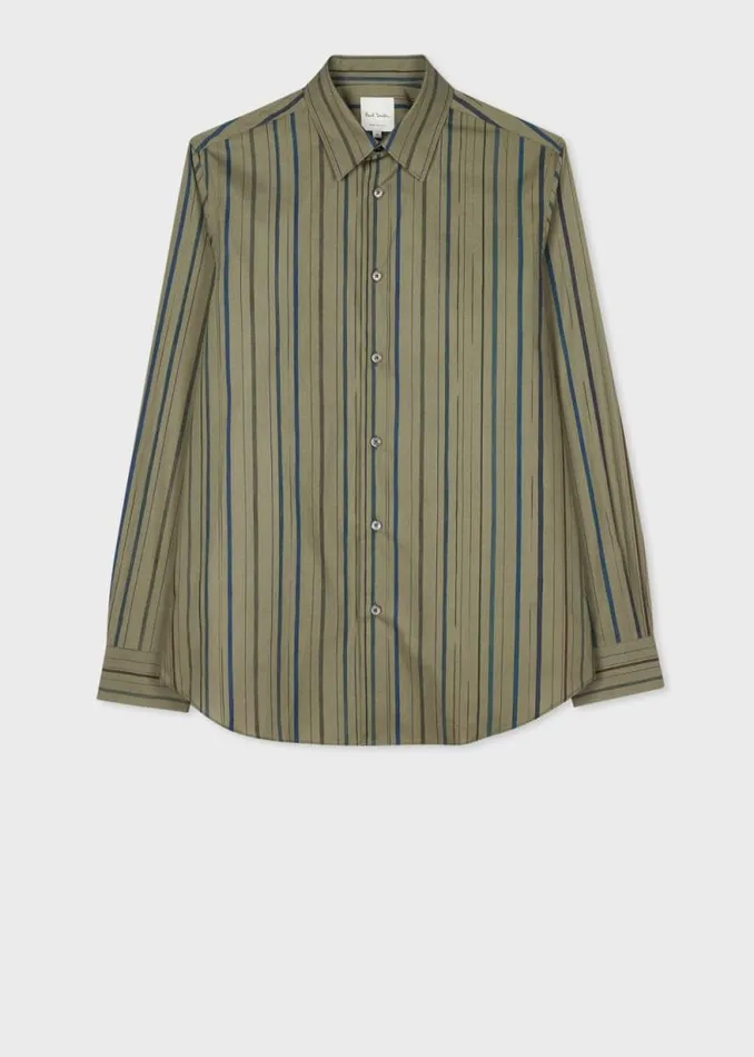 Mens Paul Smith Shirts Khaki 039Pencil Stripe039 RegularFit Shirt Mens Paul Smith Shirts Khaki 039Pencil Stripe039 RegularFit Shirt