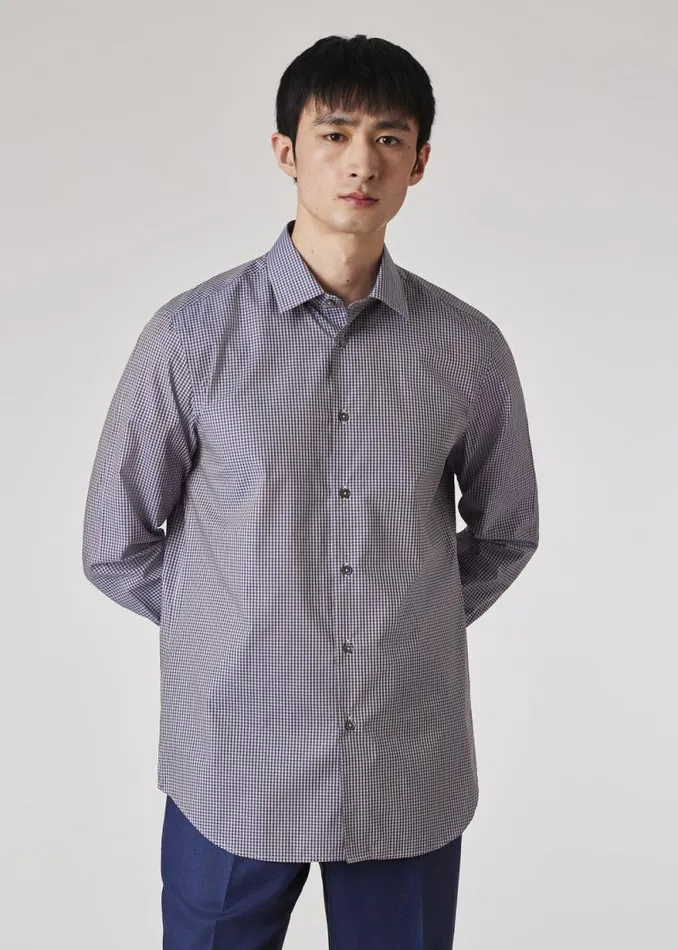 Mens Paul Smith Shirts Light Purple TailoredFit Gingham Cotton Shirt