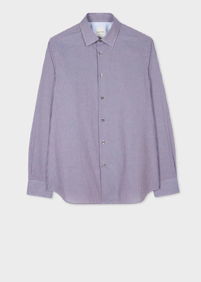 Mens Paul Smith Shirts Light Purple TailoredFit Gingham Cotton Shirt Mens Paul Smith Shirts Light Purple TailoredFit Gingham Cotton Shirt