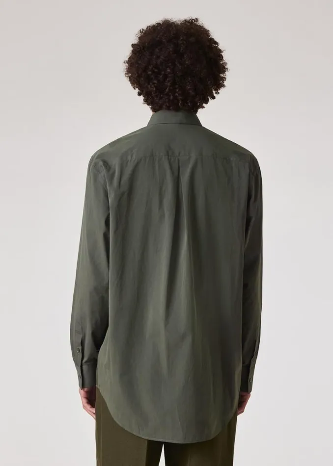 Mens Paul Smith Shirts Military Green Cotton Poplin CasualFit Shirt Mens Paul Smith Shirts Military Green Cotton Poplin CasualFit Shirt