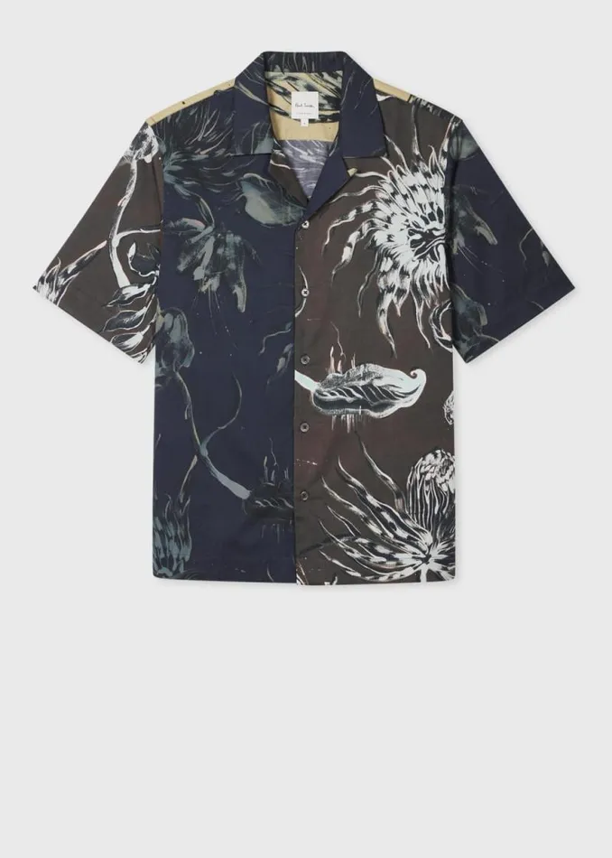Mens Paul Smith Shirts Navy Mixed Panelled 039Thistleberry039 Shirt Mens Paul Smith Shirts Navy Mixed Panelled 039Thistleberry039 Shirt