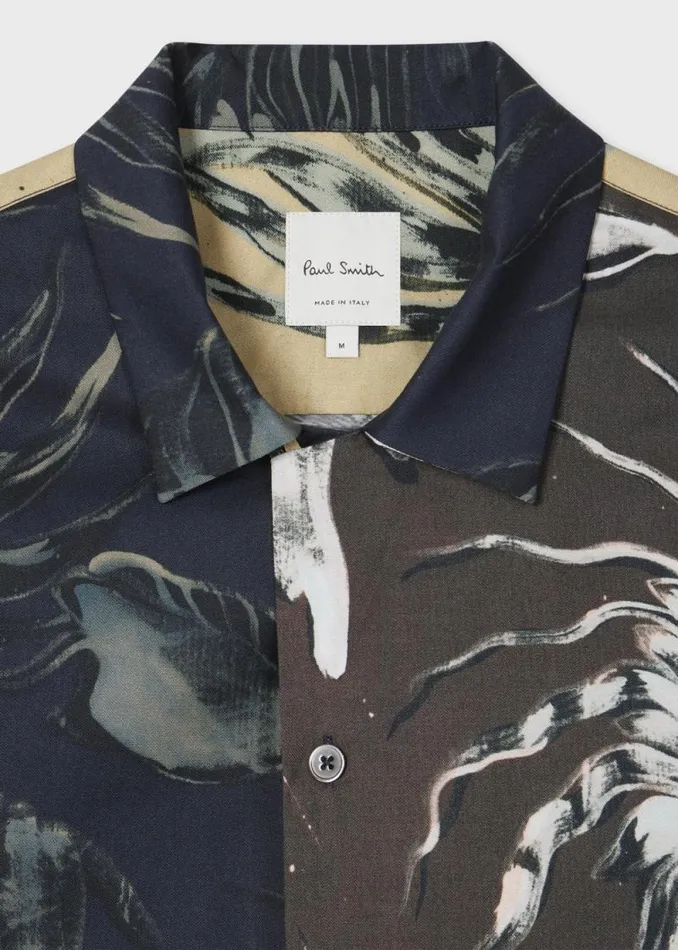 Mens Paul Smith Shirts Navy Mixed Panelled 039Thistleberry039 Shirt Mens Paul Smith Shirts Navy Mixed Panelled 039Thistleberry039 Shirt