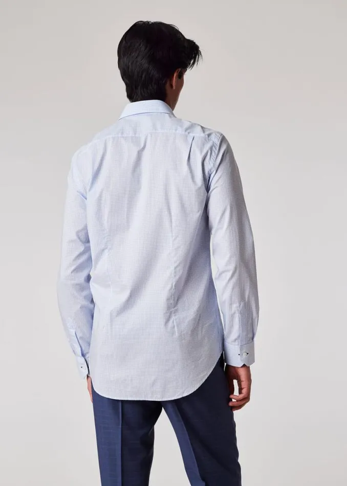 Mens Paul Smith Shirts Pale Blue TailoredFit Gingham Cotton Shirt Mens Paul Smith Shirts Pale Blue TailoredFit Gingham Cotton Shirt
