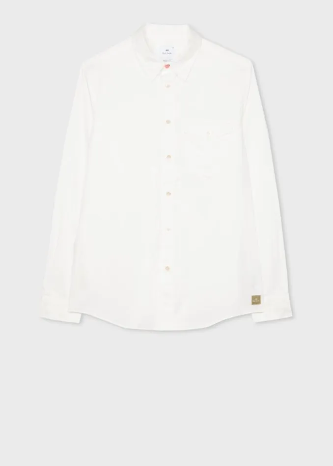 Mens Paul Smith Shirts RegularFit White CottonTwill Shirt Mens Paul Smith Shirts RegularFit White CottonTwill Shirt