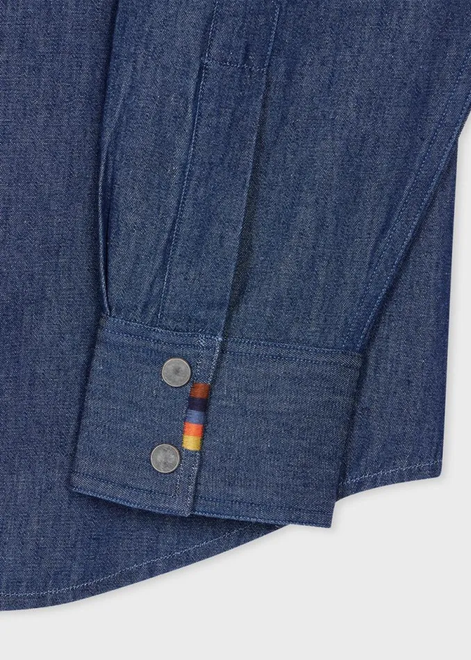 Mens Paul Smith Shirts RinseWash Indigo Denim Western Shirt Mens Paul Smith Shirts RinseWash Indigo Denim Western Shirt