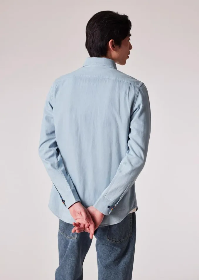 Mens Paul Smith Shirts SlimFit Light Blue Washed Cotton Denim Shirt Mens Paul Smith Shirts SlimFit Light Blue Washed Cotton Denim Shirt
