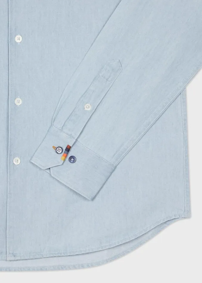 Mens Paul Smith Shirts SlimFit Light Blue Washed Cotton Denim Shirt Mens Paul Smith Shirts SlimFit Light Blue Washed Cotton Denim Shirt
