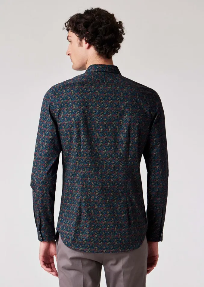 Mens Paul Smith Shirts SlimFit Navy 039Small Floral039 Print Shirt