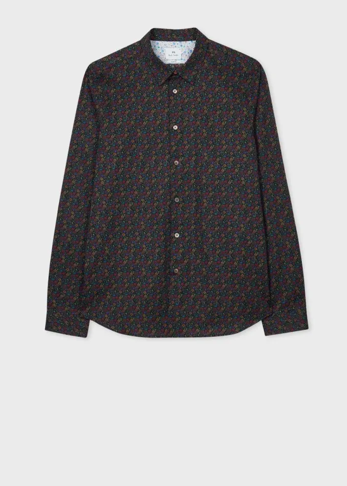 Mens Paul Smith Shirts SlimFit Navy 039Small Floral039 Print Shirt