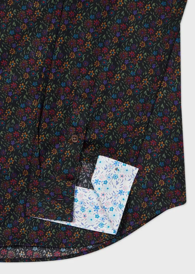 Mens Paul Smith Shirts SlimFit Navy 039Small Floral039 Print Shirt