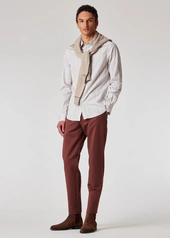 Mens Paul Smith Shirts SlimFit White 039Signature Stripe039 Cotton Shirt Mens Paul Smith Shirts SlimFit White 039Signature Stripe039 Cotton Shirt