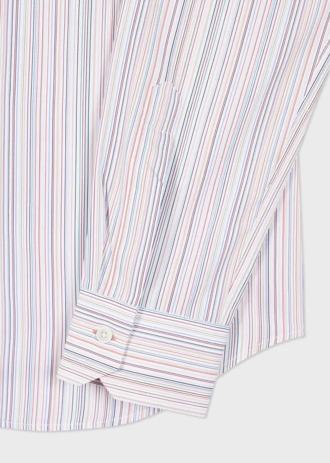 Mens Paul Smith Shirts SlimFit White 039Signature Stripe039 Cotton Shirt Mens Paul Smith Shirts SlimFit White 039Signature Stripe039 Cotton Shirt