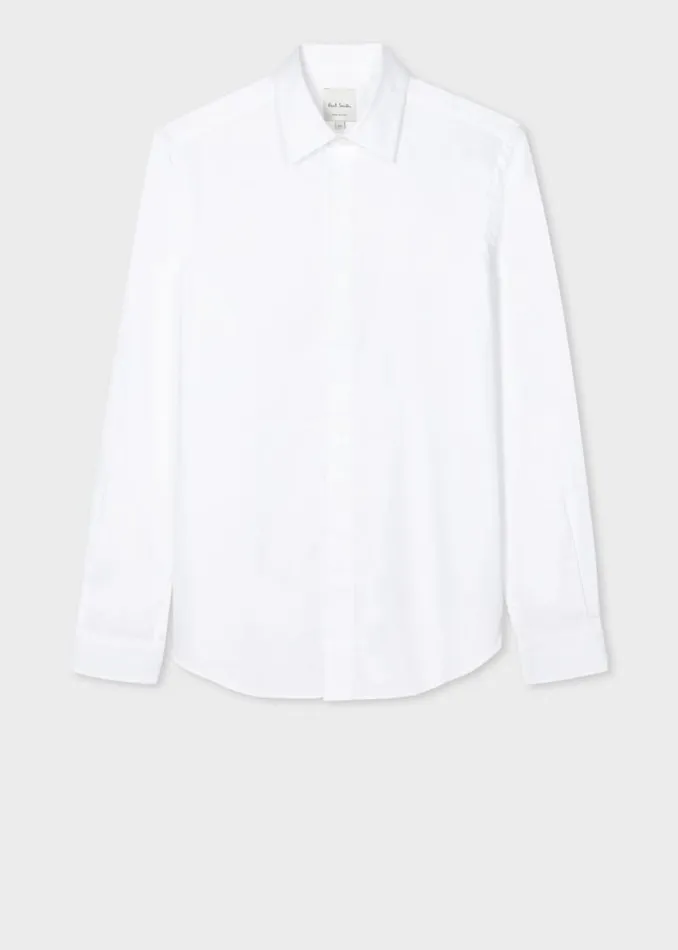 Mens Paul Smith Shirts SlimFit White Cotton Twill Easy Care Shirt Mens Paul Smith Shirts SlimFit White Cotton Twill Easy Care Shirt