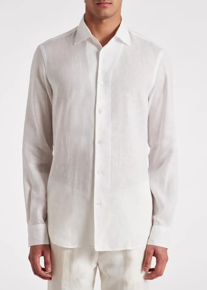 Mens Paul Smith Shirts SlimFit White Linen Shirt