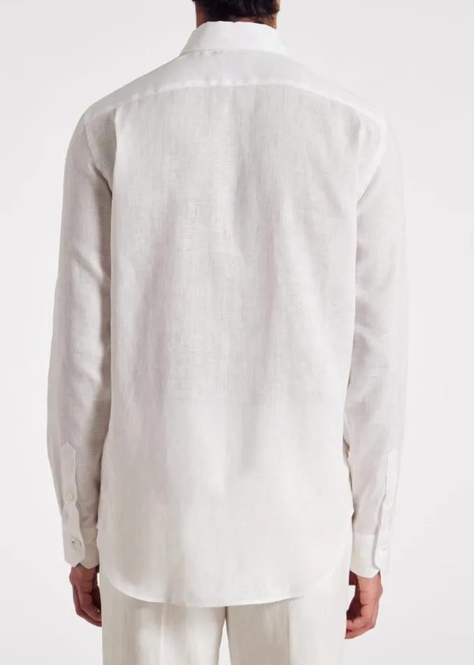 Mens Paul Smith Shirts SlimFit White Linen Shirt Mens Paul Smith Shirts SlimFit White Linen Shirt