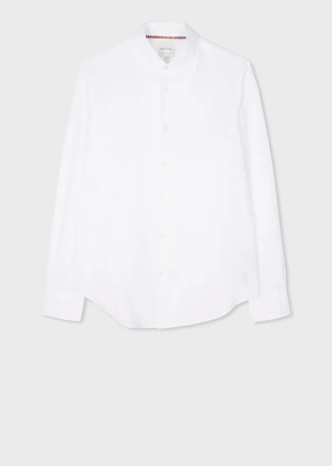 Mens Paul Smith Shirts SlimFit White Linen Shirt Mens Paul Smith Shirts SlimFit White Linen Shirt