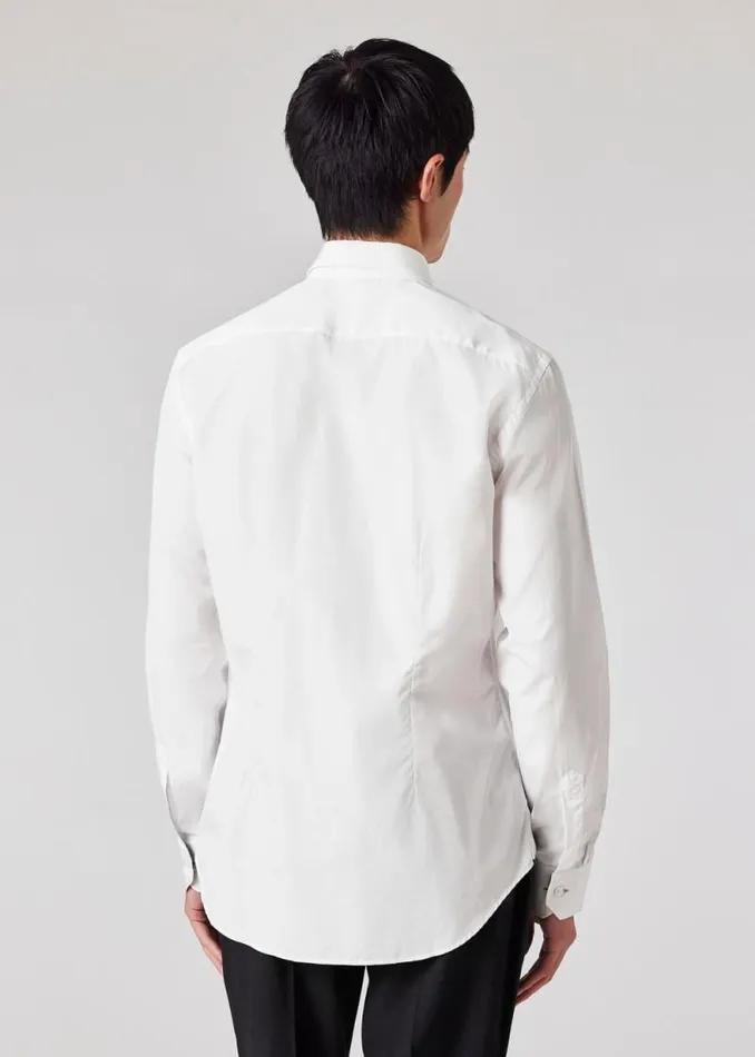 Mens Paul Smith Shirts SlimFit White Poplin Cotton Shirt With 039Artist Stripe039 Cuff Lining Mens Paul Smith Shirts SlimFit White Poplin Cotton Shirt With 039Artist Stripe039 Cuff Lining