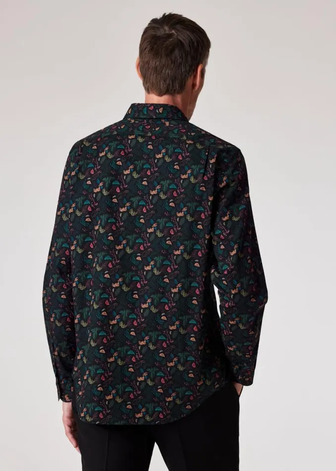 Mens Paul Smith Shirts TailoredFit Black 039Leaf039 Print Cotton Shirt Mens Paul Smith Shirts TailoredFit Black 039Leaf039 Print Cotton Shirt