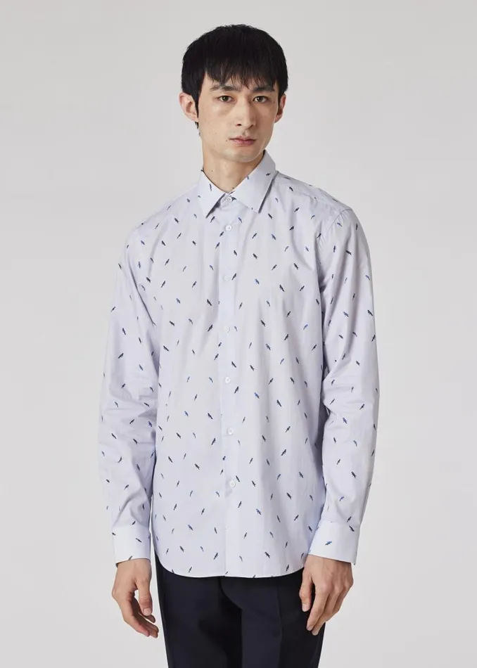 Mens Paul Smith Shirts TailoredFit Light Blue 039Bird039 Print Shirt