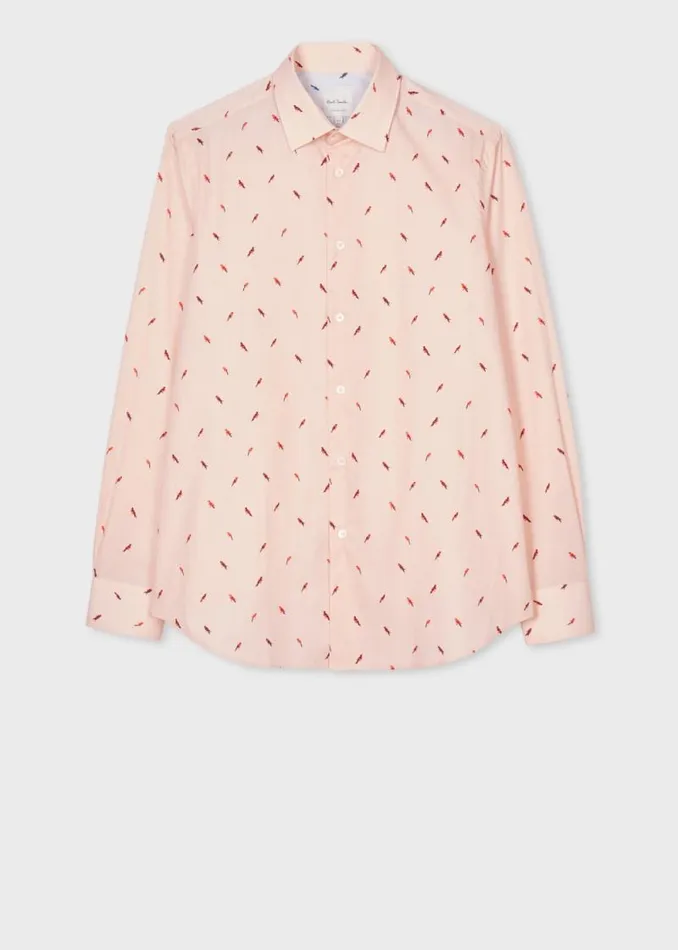 Mens Paul Smith Shirts TailoredFit Light Pink 039Bird039 Print Shirt