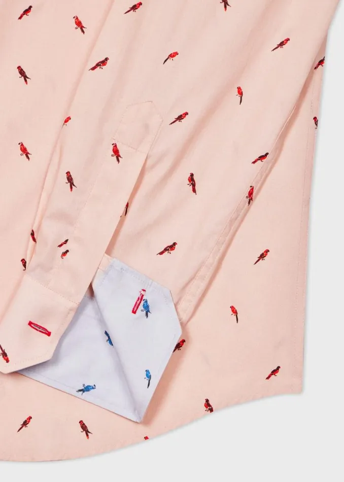 Mens Paul Smith Shirts TailoredFit Light Pink 039Bird039 Print Shirt