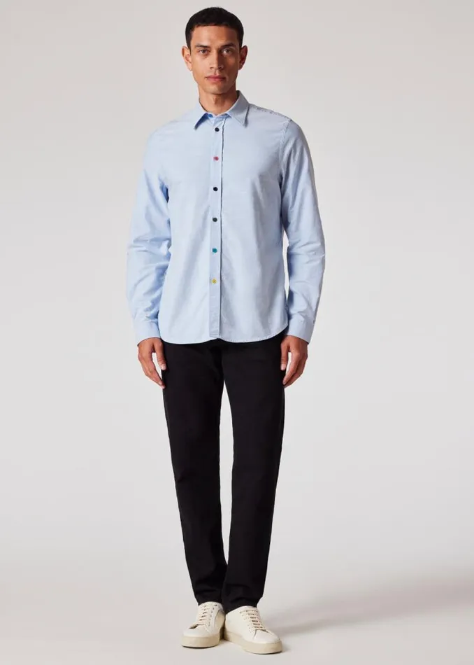 Mens Paul Smith Shirts TailoredFit Sky Blue OrganicCotton Multicolour Button Oxford Shirt Mens Paul Smith Shirts TailoredFit Sky Blue OrganicCotton Multicolour Button Oxford Shirt