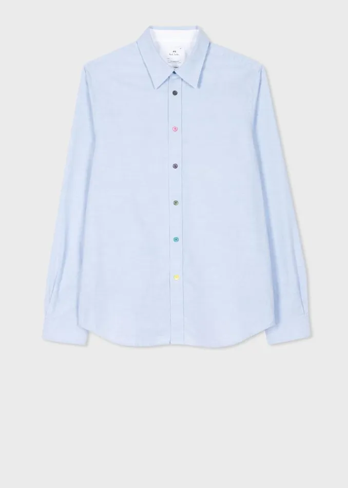 Mens Paul Smith Shirts TailoredFit Sky Blue OrganicCotton Multicolour Button Oxford Shirt Mens Paul Smith Shirts TailoredFit Sky Blue OrganicCotton Multicolour Button Oxford Shirt