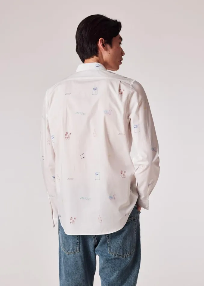 Mens Paul Smith Shirts TailoredFit White 039Aperitif039 Print Shirt