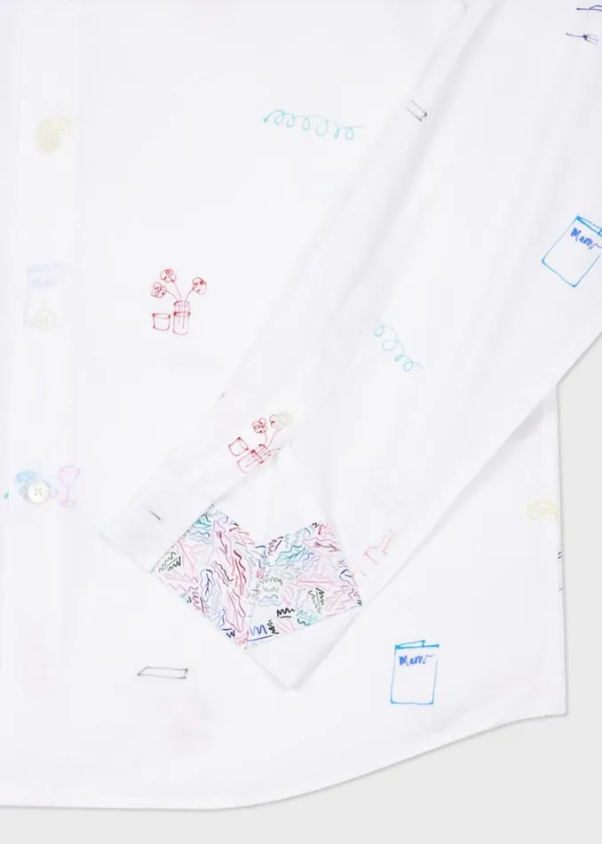 Mens Paul Smith Shirts TailoredFit White 039Aperitif039 Print Shirt