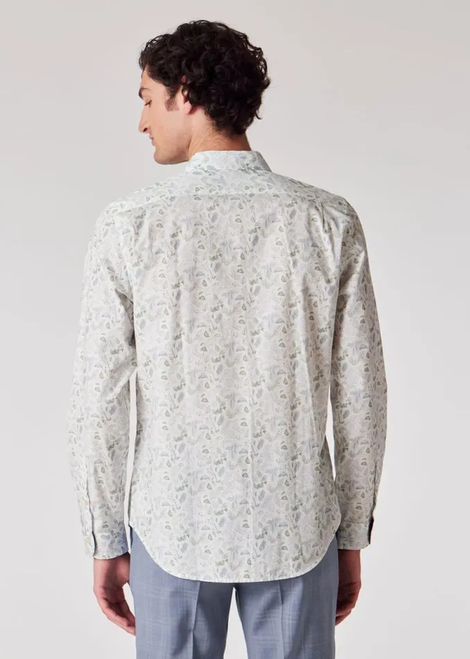 Mens Paul Smith Shirts TailoredFit White 039Leaf039 Print Cotton Shirt Mens Paul Smith Shirts TailoredFit White 039Leaf039 Print Cotton Shirt