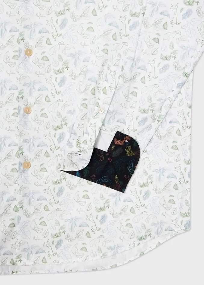 Mens Paul Smith Shirts TailoredFit White 039Leaf039 Print Cotton Shirt Mens Paul Smith Shirts TailoredFit White 039Leaf039 Print Cotton Shirt